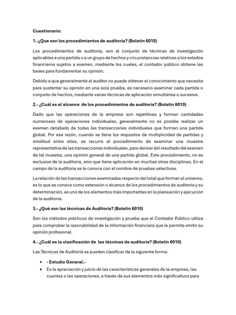 Procedimientos y Técnicas de Auditoría | PDF | Auditoría | Contabilidad