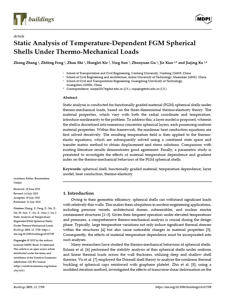 Static Analysis of FGM Shells Under Loads | PDF | Linear Elasticity ...