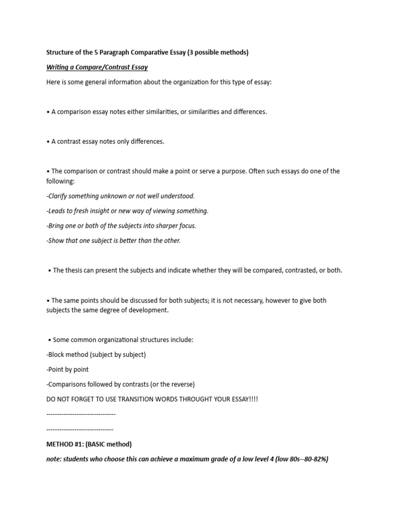 5 Paragraph Comparative Essay Guide | PDF | Essays | Pet