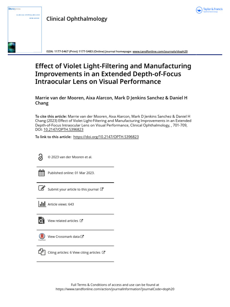 Violet Light-Filtering IOL Visual Performance | PDF | Contrast (Vision ...