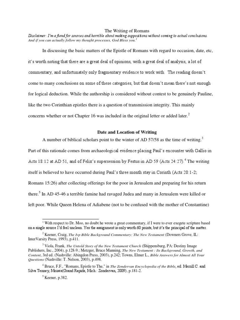 Writing and Context of Romans | PDF | Epistle To The Romans | Paul The ...