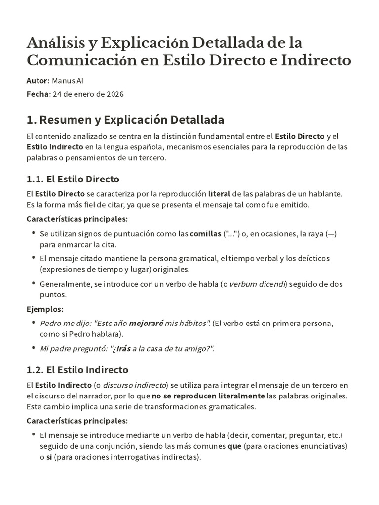 Estilo Directo e Indirecto en Español | PDF | Verbo | Semántica