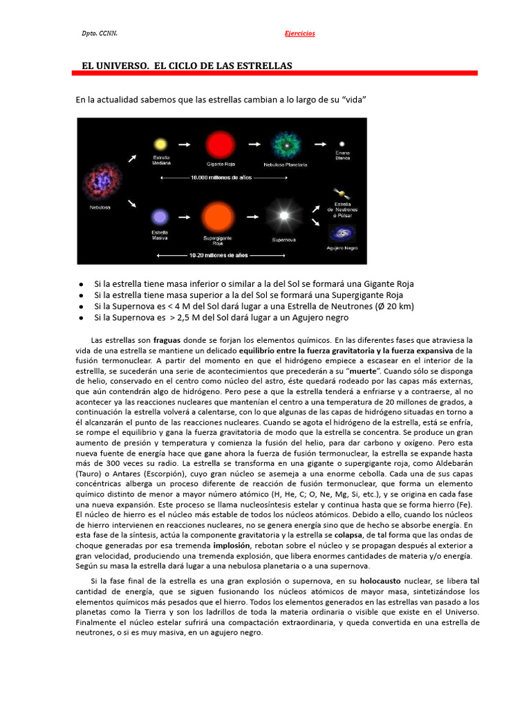 Ciclo de Vida de las Estrellas | PDF | Estrellas | Supernova
