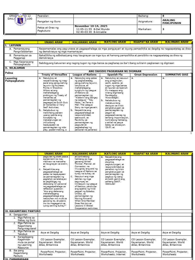 Ap8 q3 Week 2 Matatag DLL | PDF