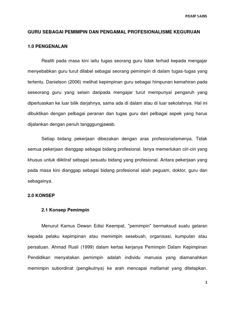 Guru Sebagai Pemimpin Dan Pengamal Profesionalisme Keguruan Pdf