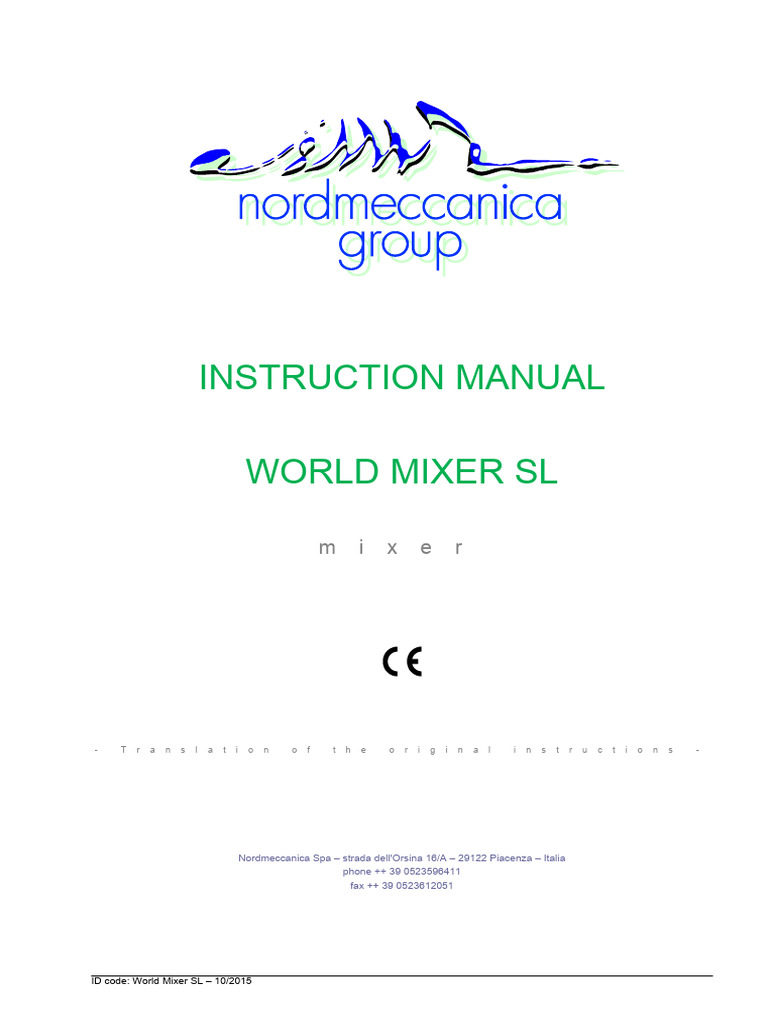 World Mixer SL Instruction Manual | PDF | Pump | Safety