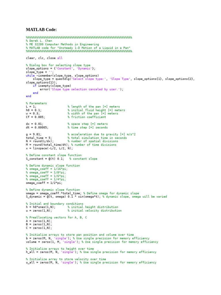 MATLAB Simulation of Liquid Motion | PDF | Shape | Volume