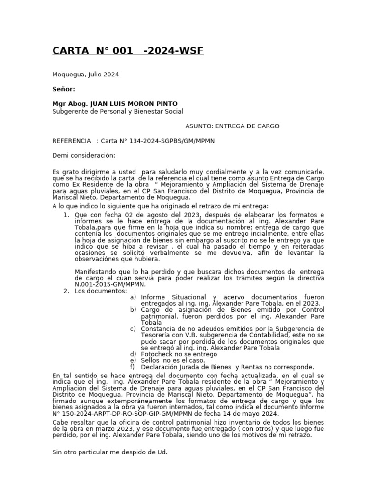 CARTA N001 | PDF