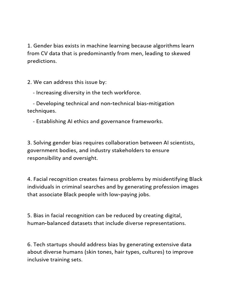 Addressing Gender Bias in AI Algorithms | PDF