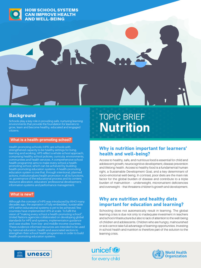Importance of Nutrition for Learners' Health | PDF | School Meal ...
