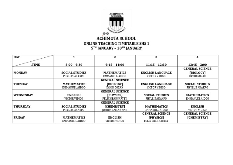 Final Lms Online Timetable Core Jan 2026 | PDF