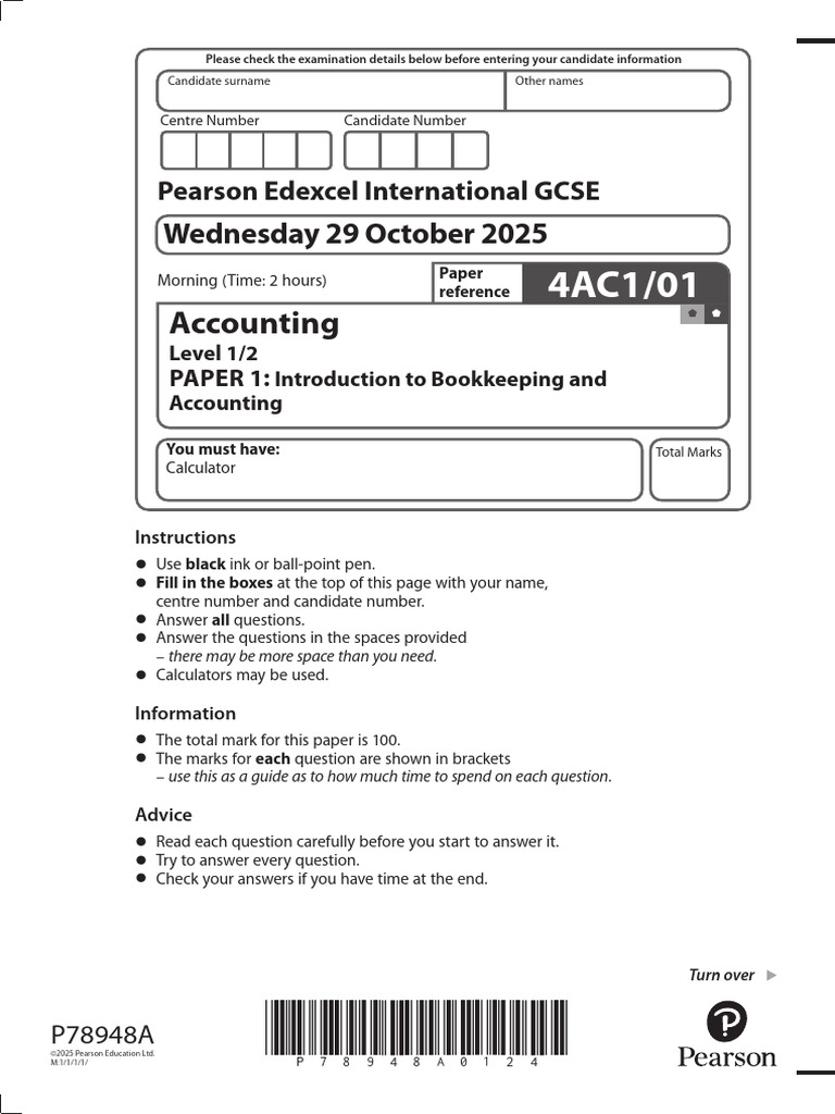 Edexcel IGCSE Accounting Exam Paper 2025 | PDF | Debits And Credits ...