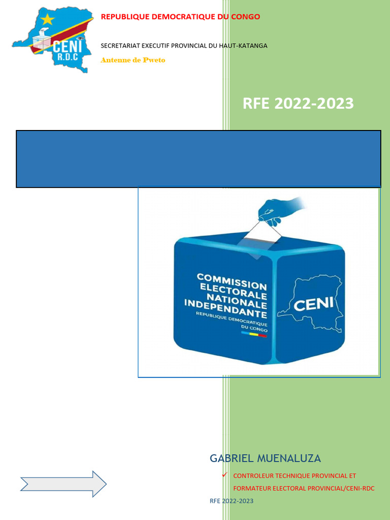 Rapport sur la révision électorale à Pweto | PDF | Certificat de ...