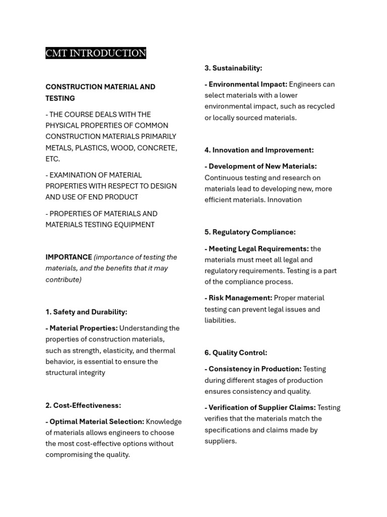 Construction Materials Testing Overview | PDF | Concrete | Building ...