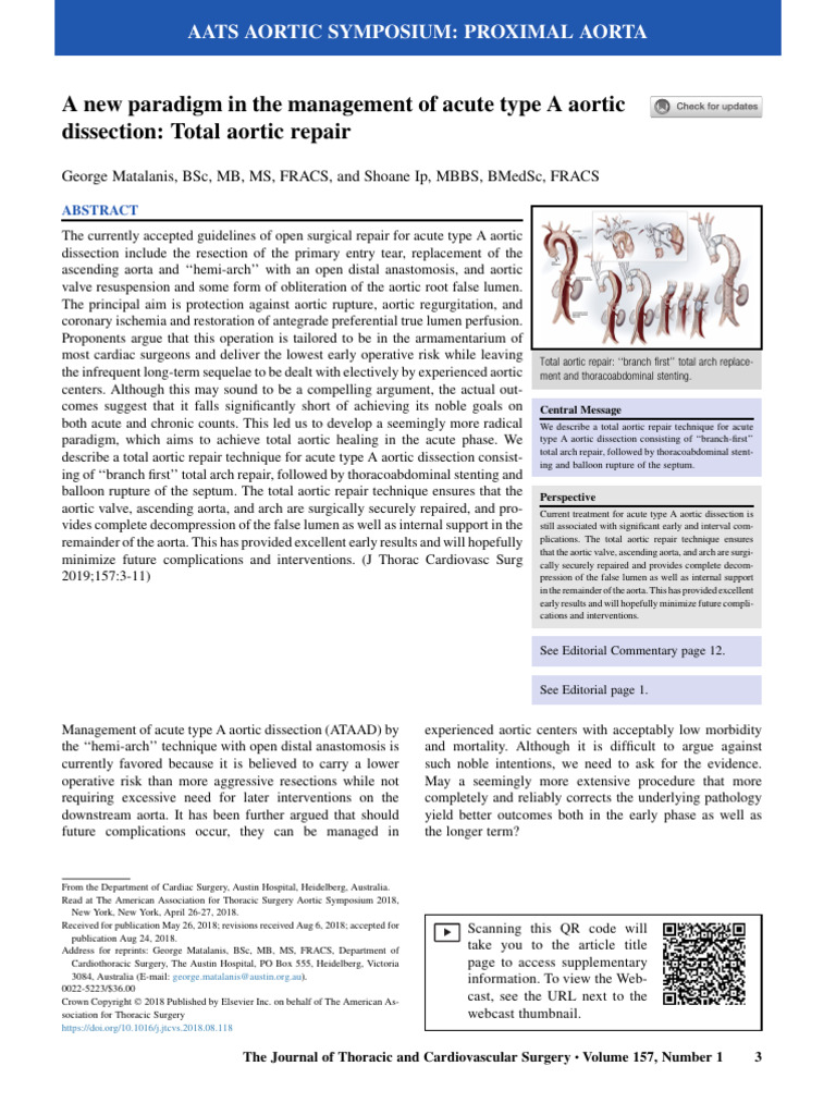 A new paradigm in the management of acute type A aortic dissection ...