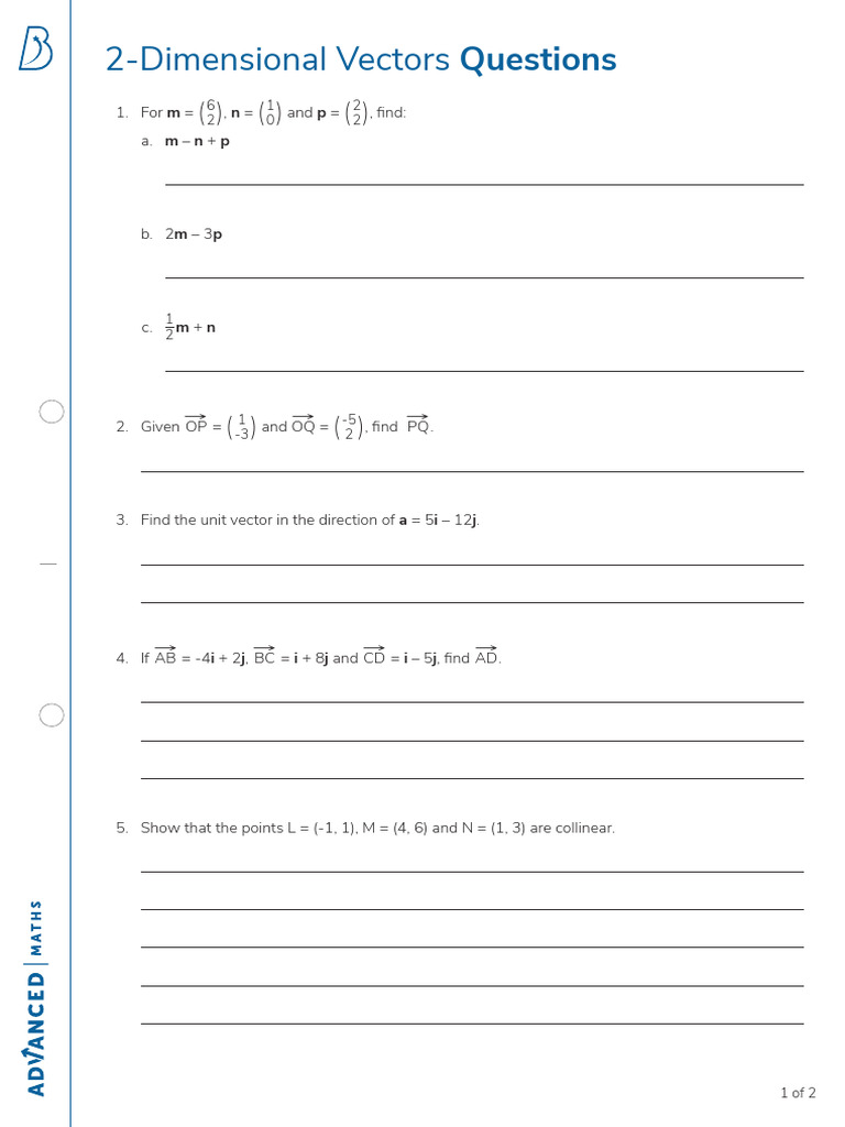 2D Vectors Practice Questions | PDF
