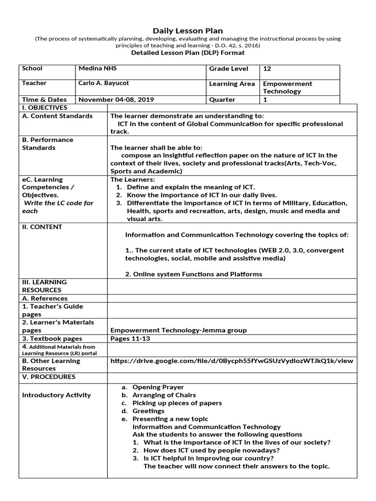 June 03-07, 2019 | PDF | Educational Technology | Lesson Plan
