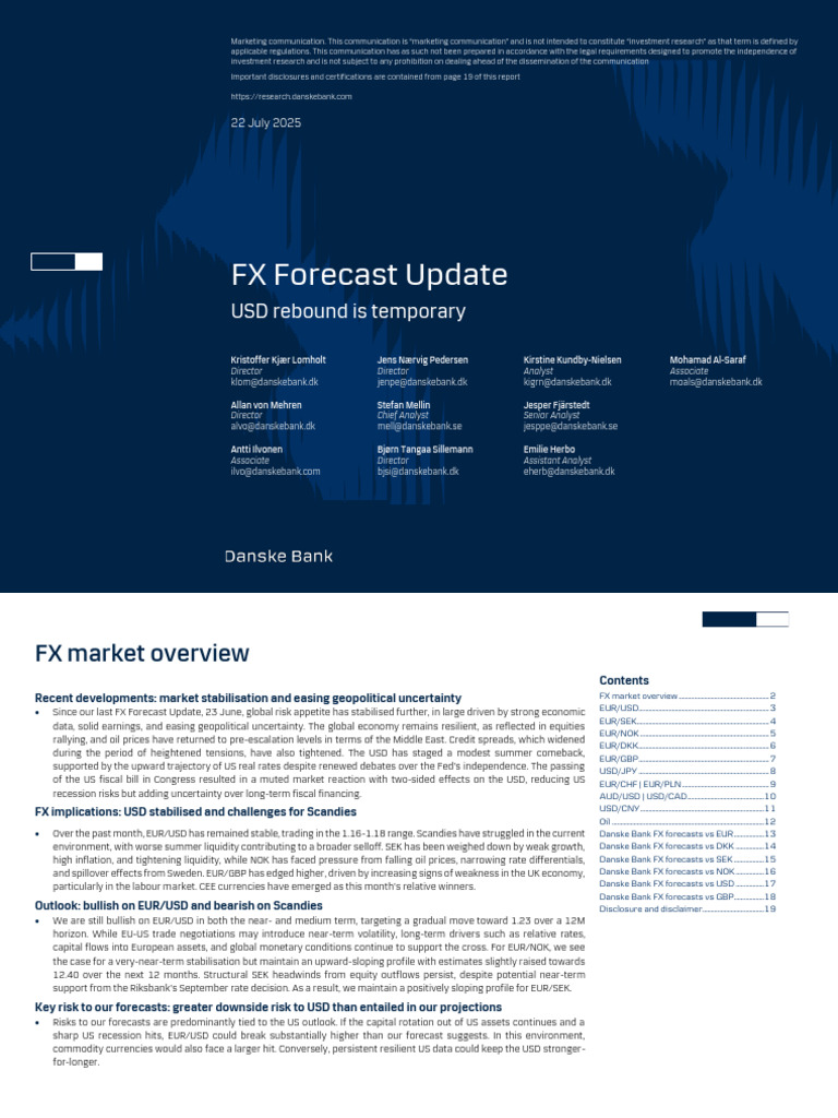 FX ForecastUpdate 220725 | PDF | Monetary Policy | Bank Of Japan