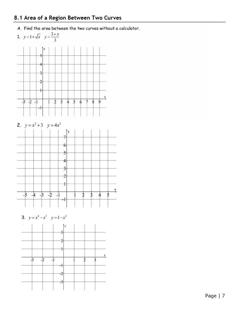 8.1 Area of A Region Between Two Curves: Page - 7 | PDF