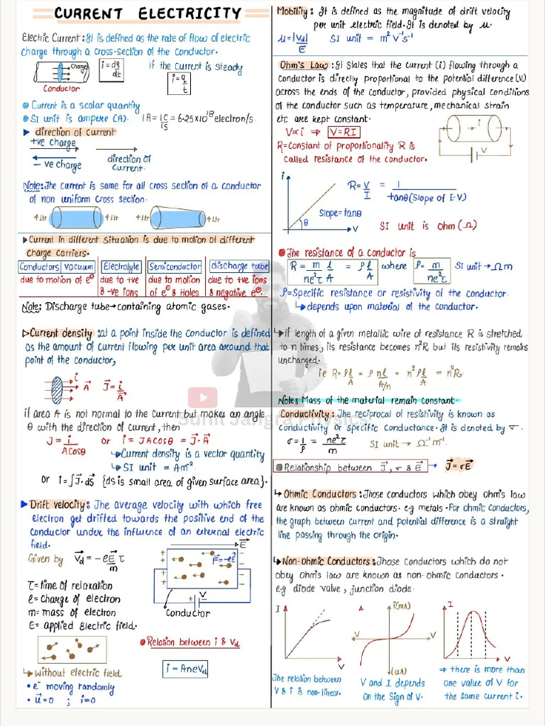 1 Page Notes Current Electricity PDF Electrical Resistivity And ...