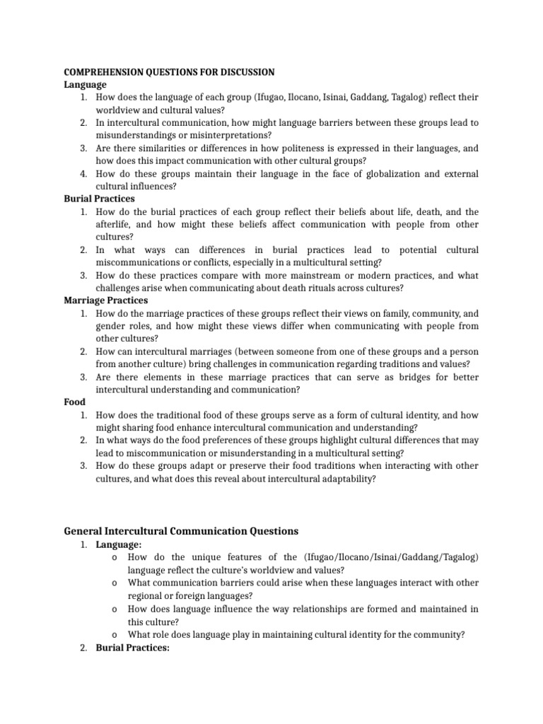 Mirroring of Culture Questions For Discussion | PDF | Human ...