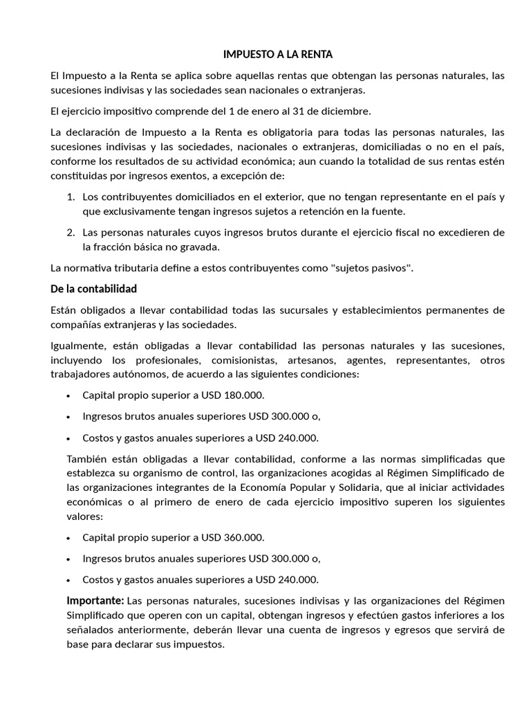 Impuesto A La Renta 2025 | PDF