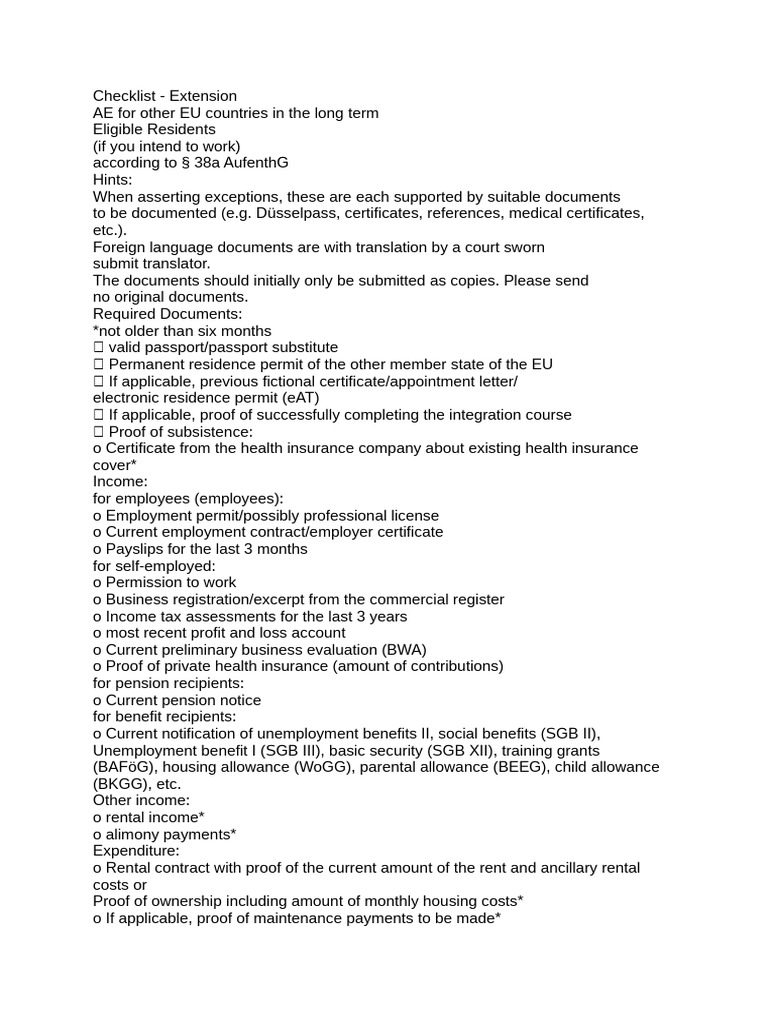 Checklist Permanent Resident Permit | PDF