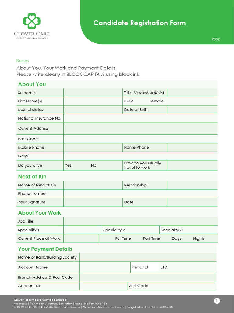 R001 Application Form - Nurse | PDF | Tuberculosis | Medicine