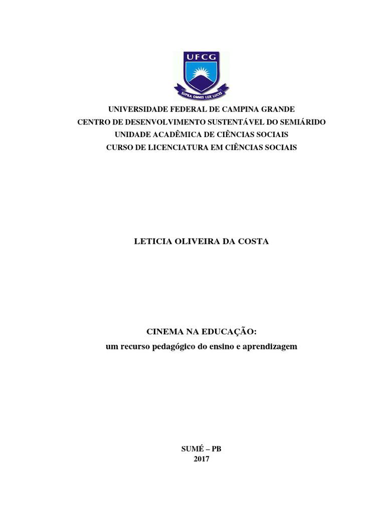 Letícia Oliveira Da Costa - TCC Ciências Sociais Cdsa 2017. | PDF ...
