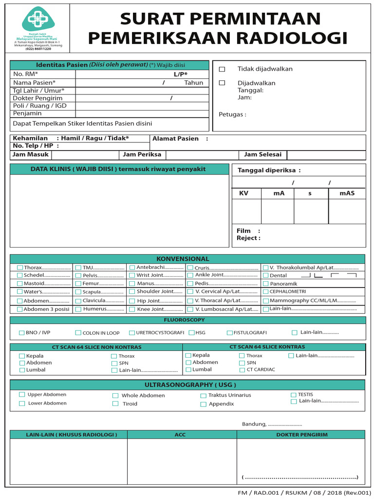 Form Pemeriksaan Radiologi | PDF