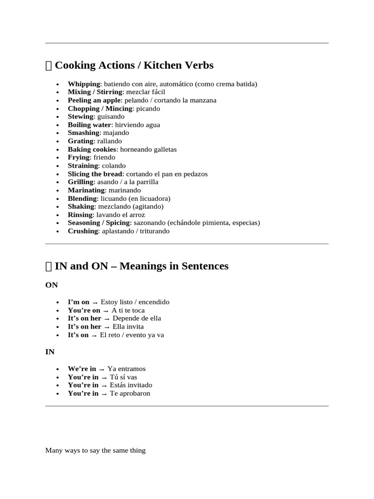 ? Cooking Actions | PDF | Foods | Food Science