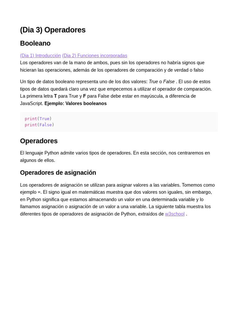 Aprender Python(Dia 3) Operadores | PDF | Python (lenguaje de ...