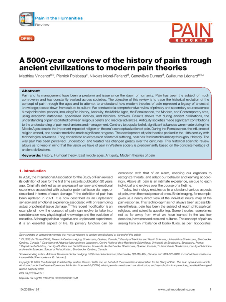A 5000 Year Overview of The History of Pain.4 | PDF | Medicine | Pain