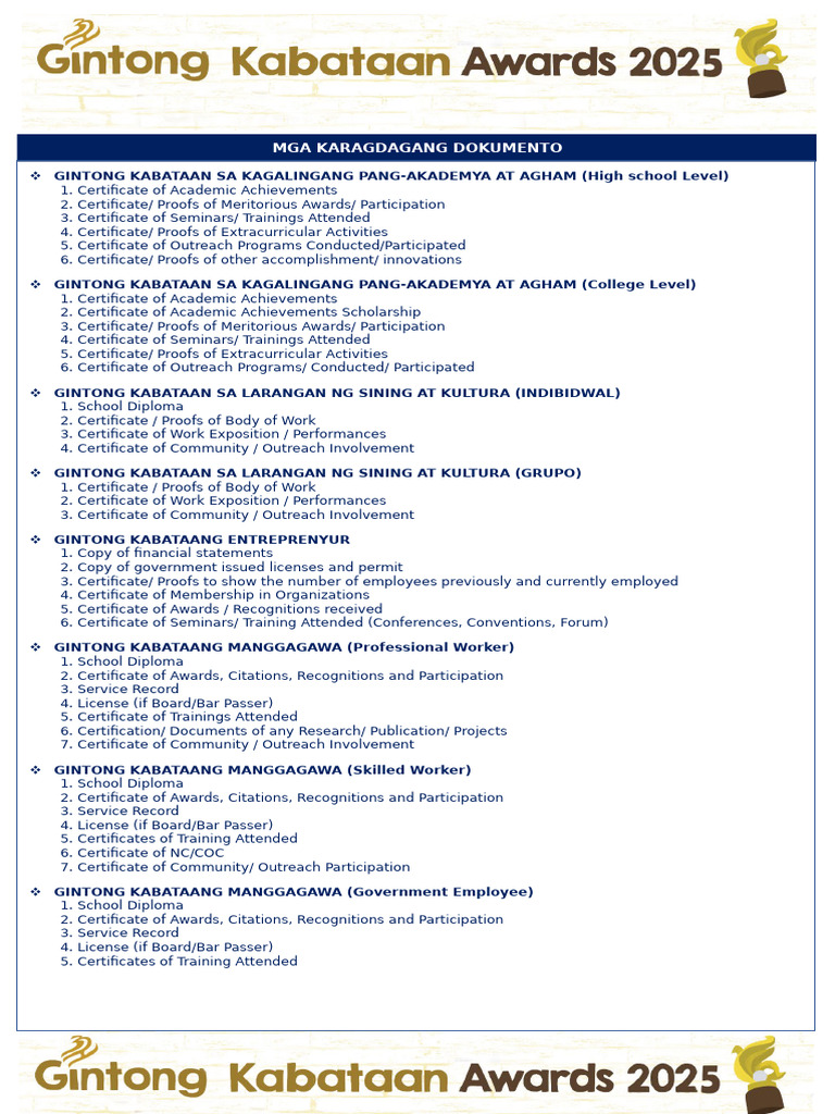 GKA 2025 Additional Requirements | PDF