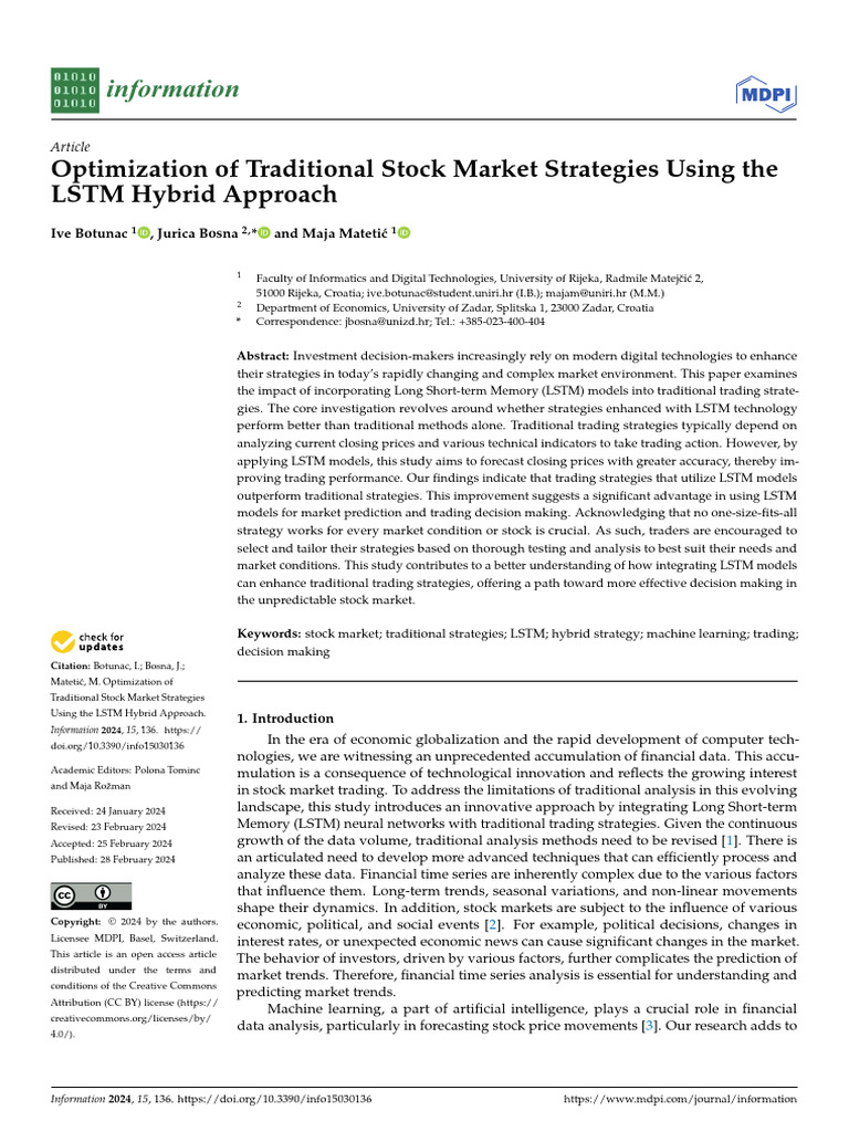 Information 15 00136 v2 | PDF | Technical Analysis | Machine Learning