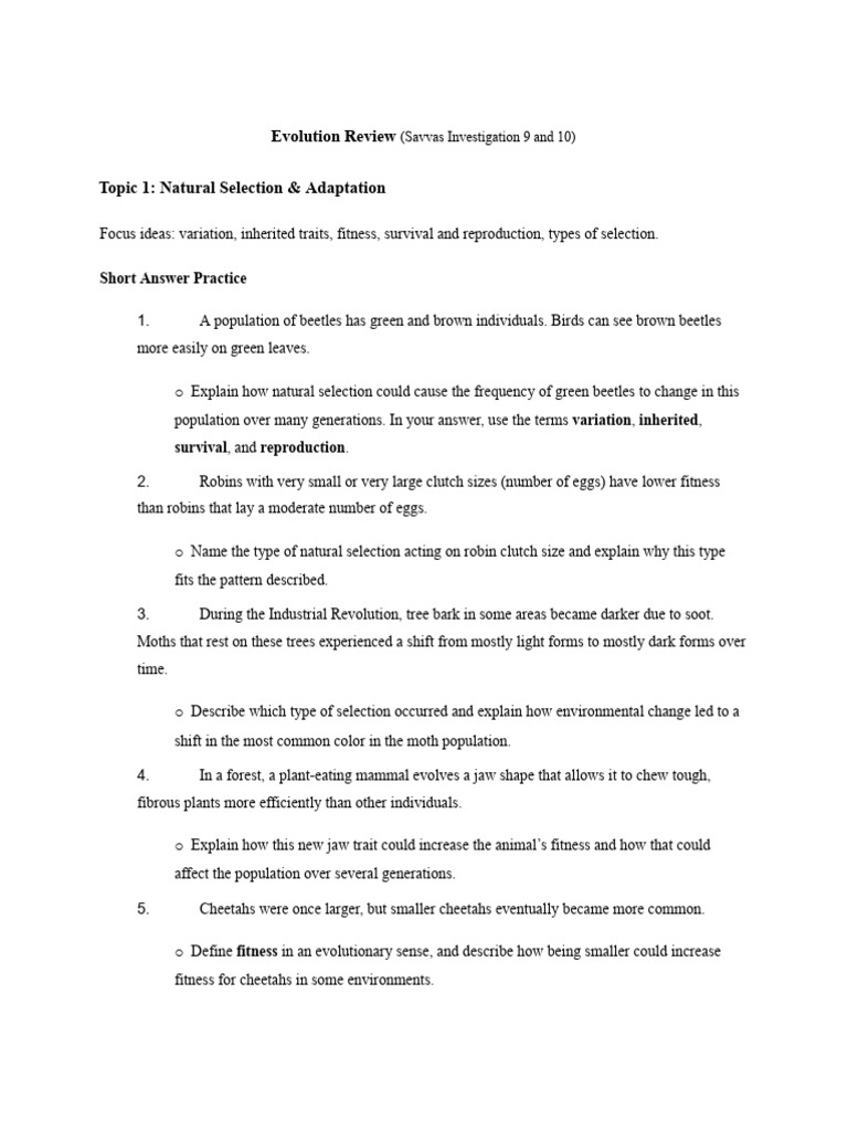Evolutionary Plan Required For ECR | PDF | Natural Selection | Evolution