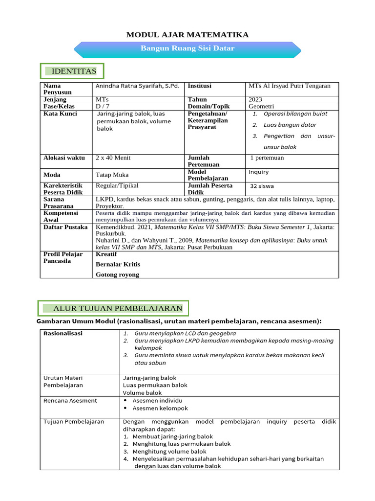 Modul Ajar BRSD On 4 | PDF