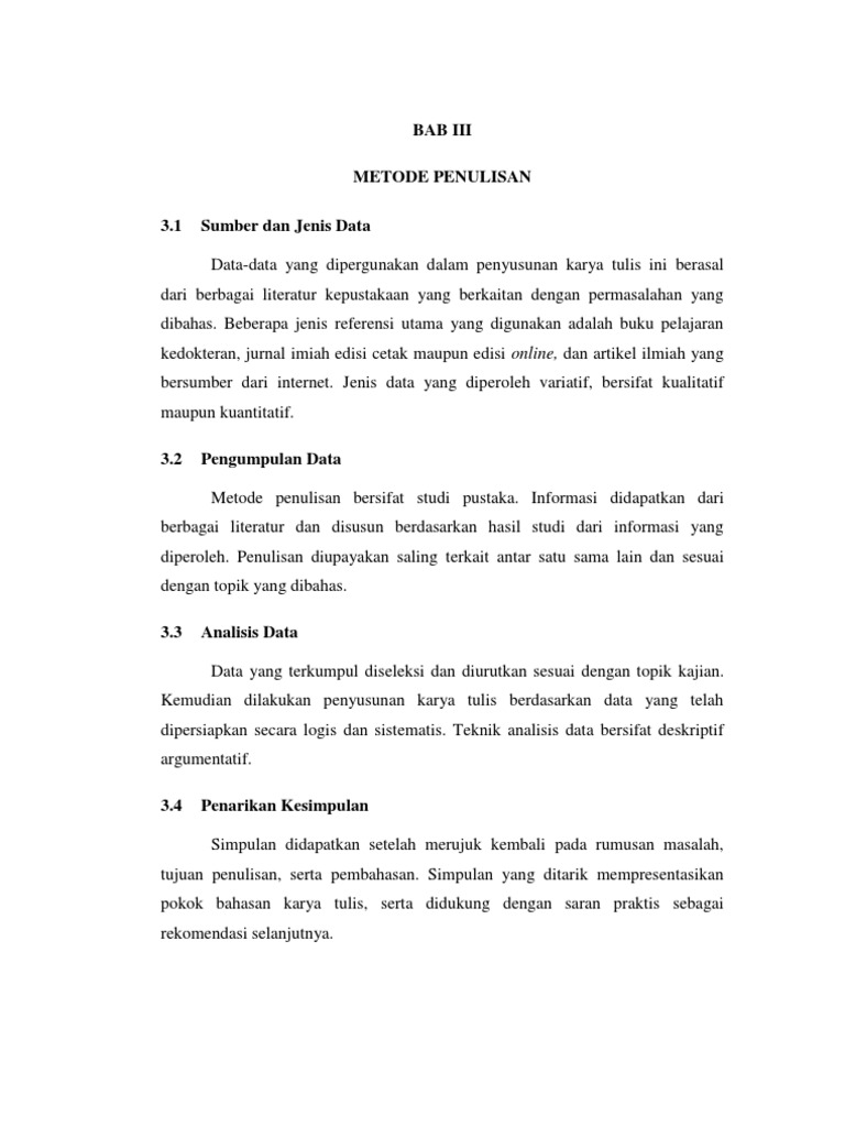 Bab Iii Metode Penulisan Pdf