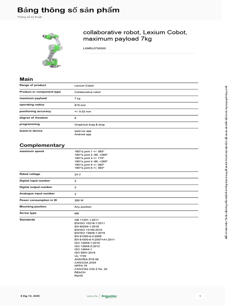 Schneider Electric Lexium-Cobot LXMRL07S0000 | PDF