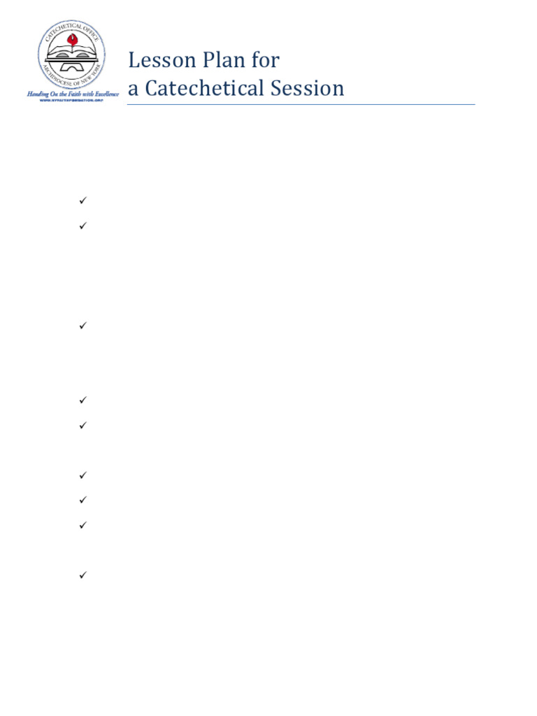 Lesson Plan For Catechetical Session | PDF | Catechism | Lesson Plan