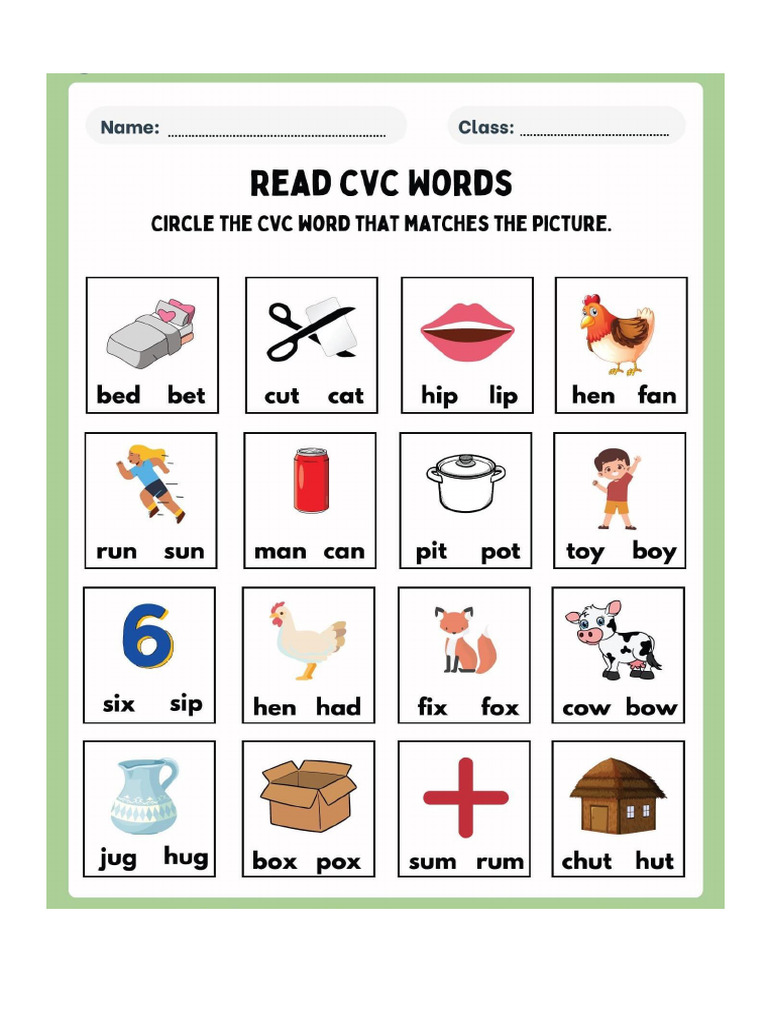 CVC Worksheet | PDF