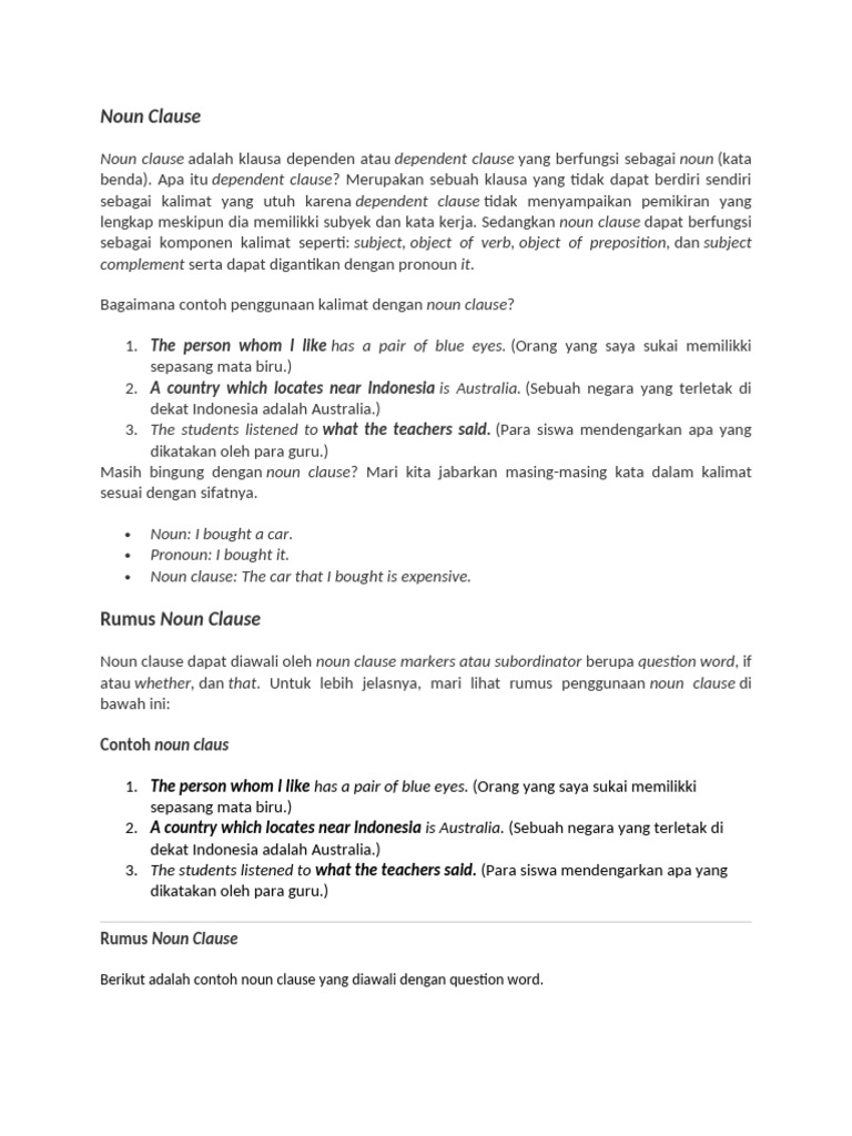 Noun Clause | PDF