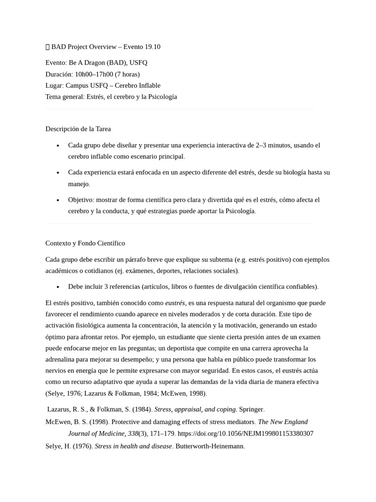 BAD Overview 2 | PDF | Estrés (biología) | Sicología