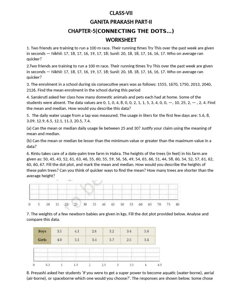 Class Vii Chapter. 5 Worksheet | PDF