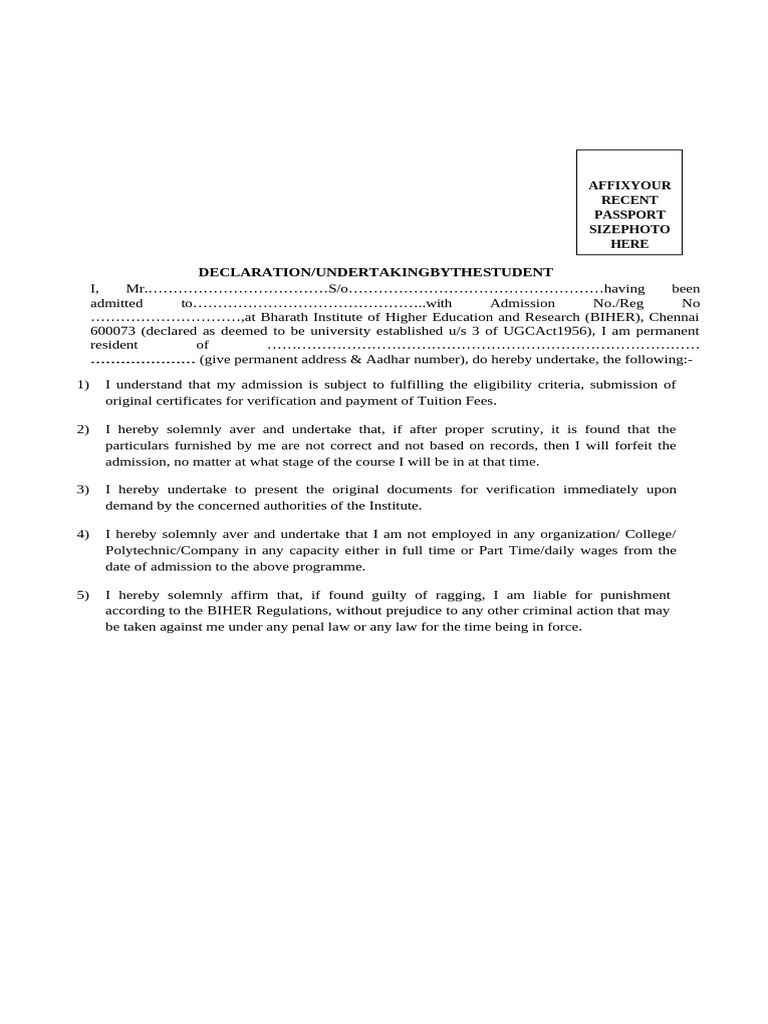 Undertaking Form & Affidavit | PDF | Affidavit | Justice