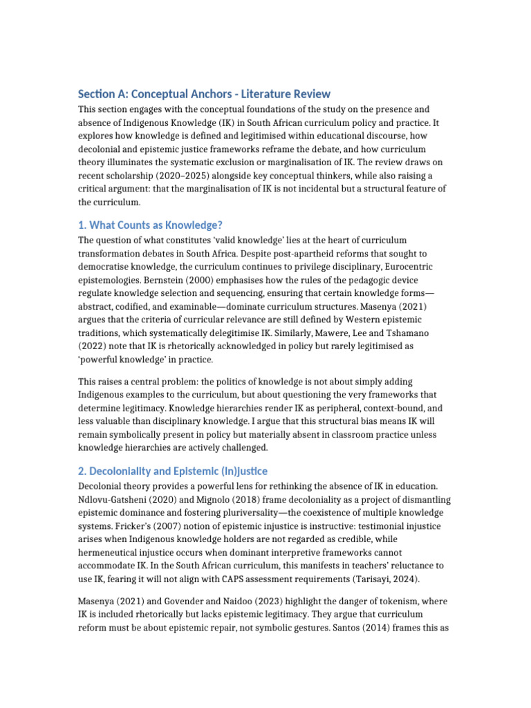 Conceptual Literature Review Indigenous Knowledge | PDF | Epistemology ...
