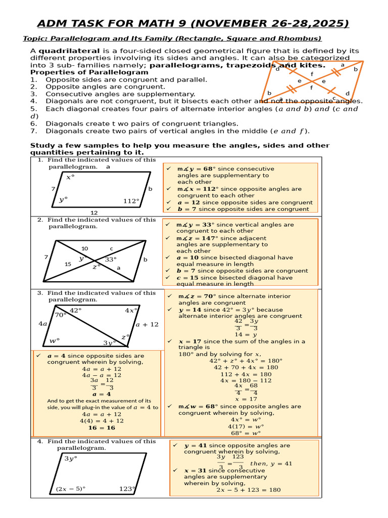 Adm Task For Math 9 | PDF | Rectangle | Euclid
