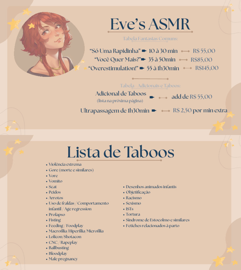 Eve's ASMR - Tabela e Taboos | PDF