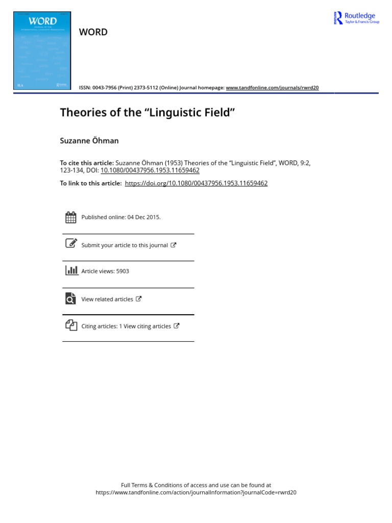 Theories of The Linguistic Field | PDF | Linguistics | Semantics