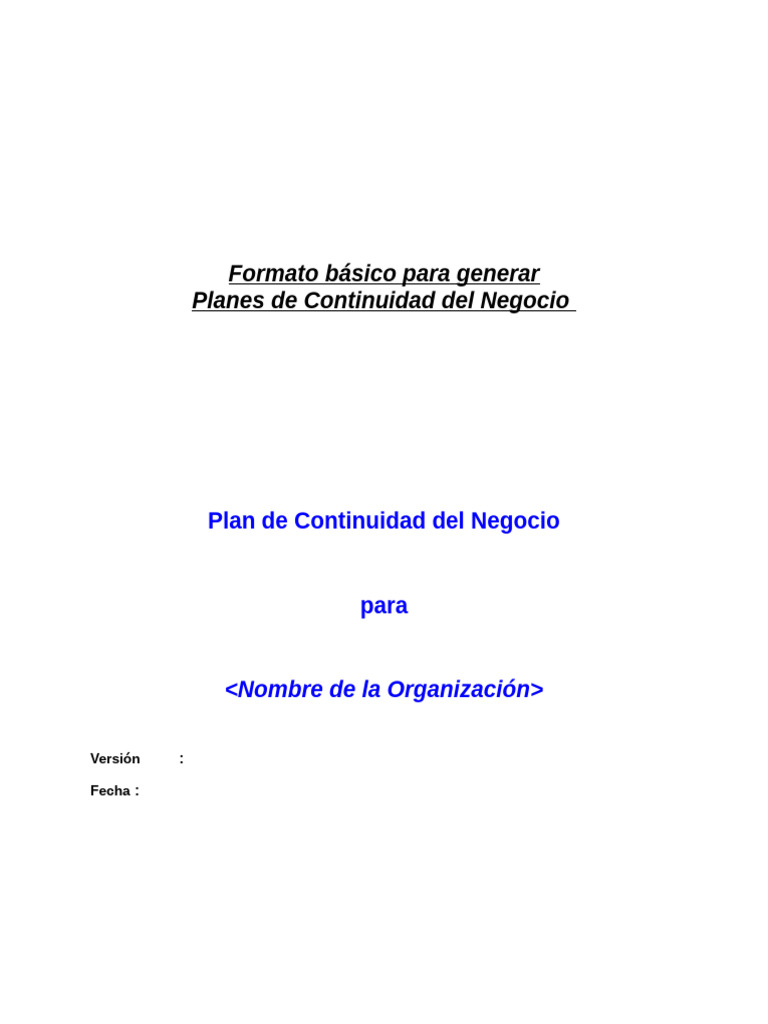 Plan de Continuidad Del Negocio | PDF | Pensamiento sistémico | Business